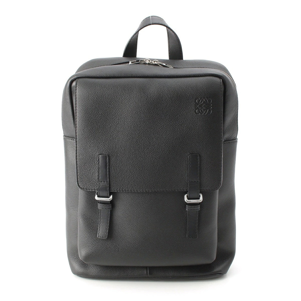 Loewe Military Leather Anagram Backpack Black